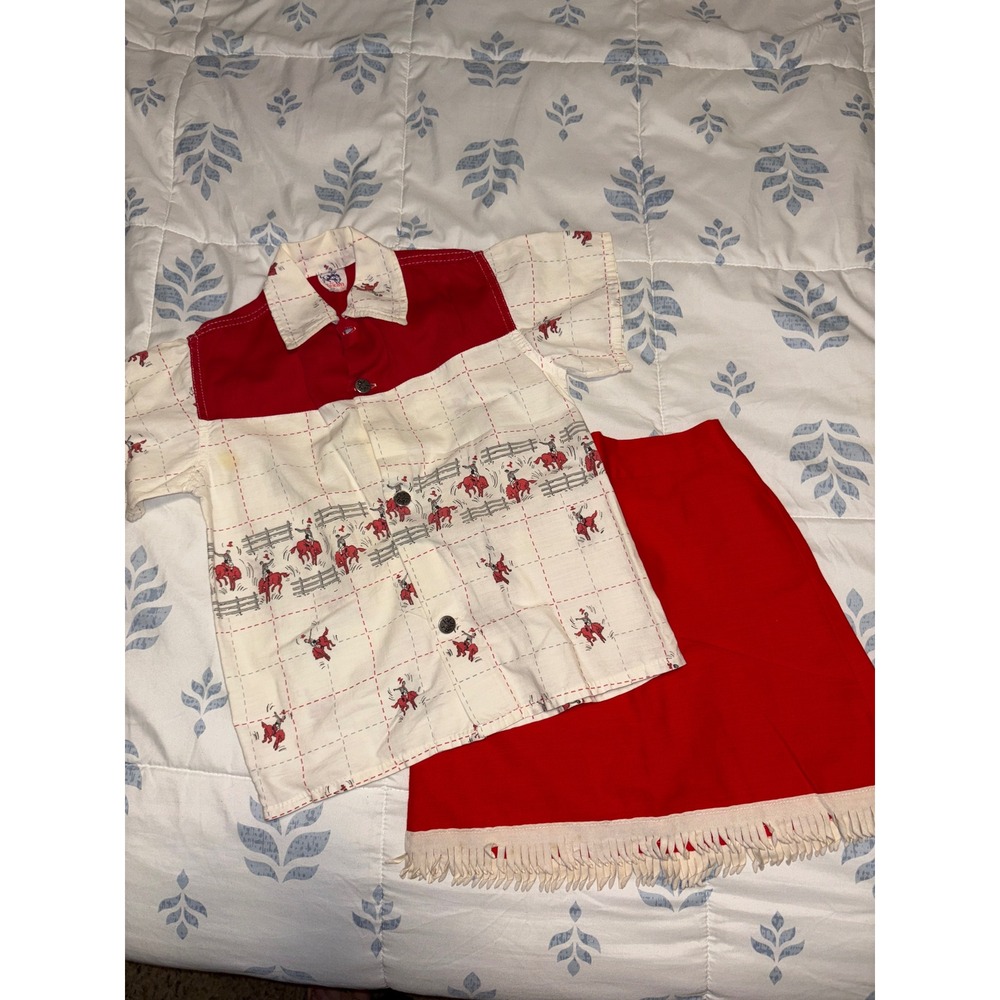 Vintage Texan Made girls small Outfit Rodeo Cowboy Western Shirt Skirt Set
